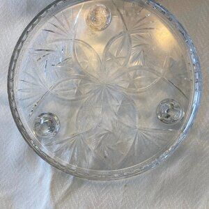 Pinwheel Crystal Round Serving Platter/ Cake Plate Vintage